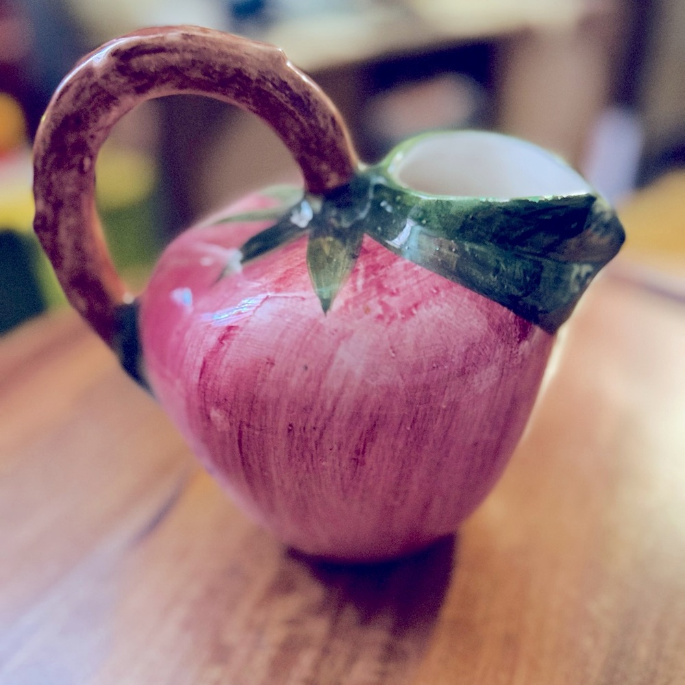 Vintage Ceramic Large Tomato Pitcher, Made in Italy, Around 10" x 10"